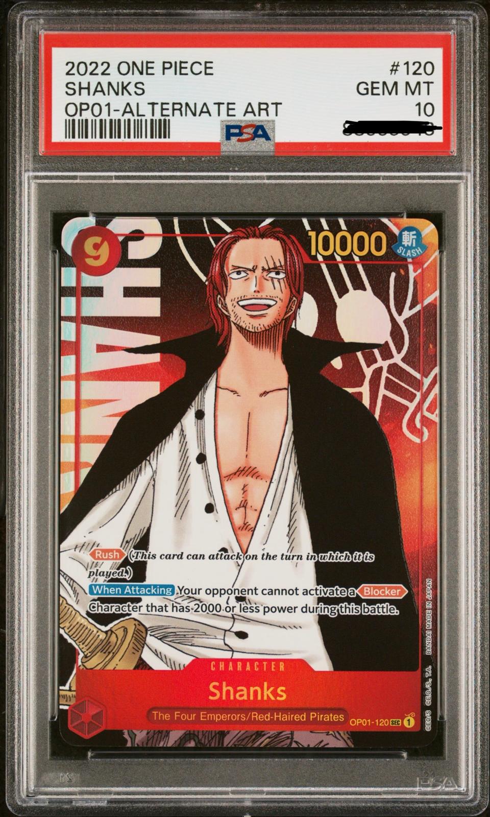 Shanks (Alternate Art) PSA10 / OP01-120