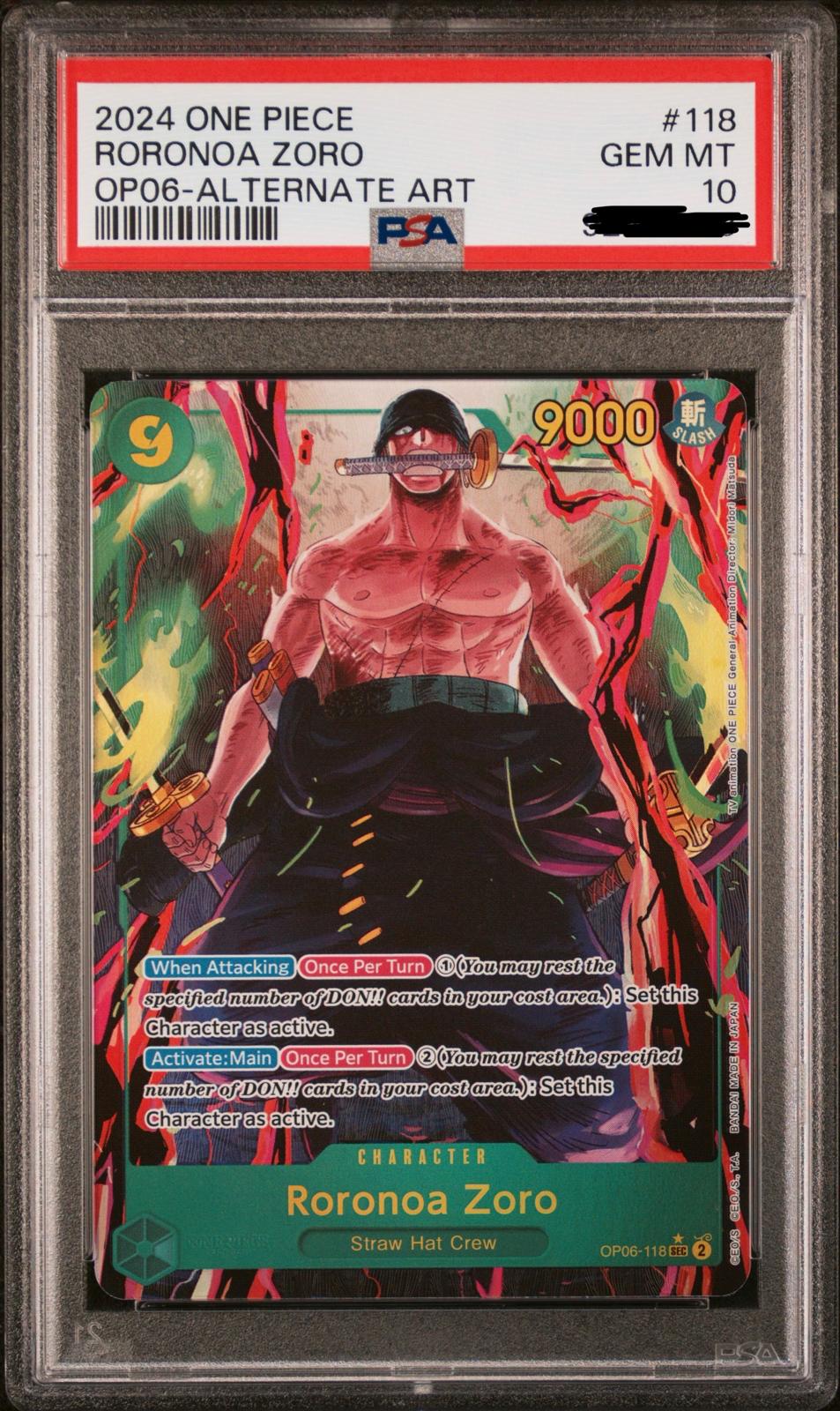 Roronoa Zoro (Alternate Art) PSA10 / OP06-118
